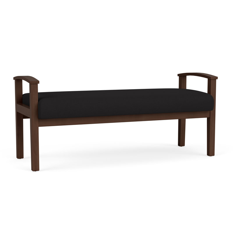 Banc en bois massif Amherst, Noyer Riftwood, Visite libre noire