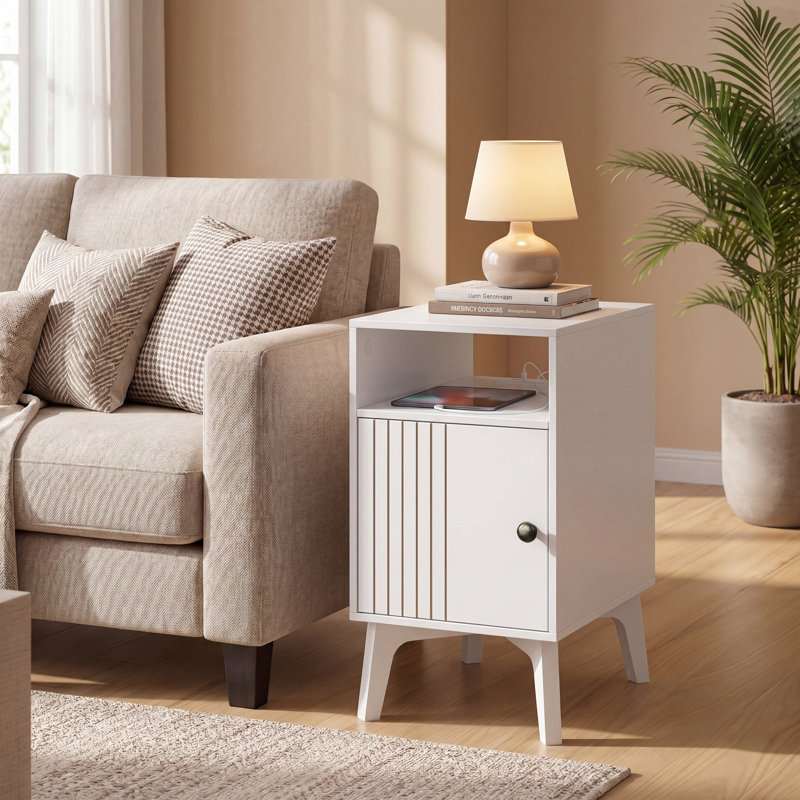 Table de bout avec station de charge, Blanc