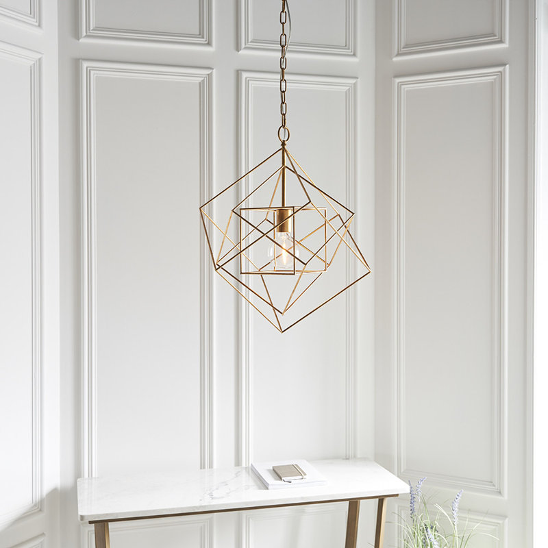Curran 1 - Light Antique Gold Square/Rectangle Pendant, 59cm H x 50.4cm W