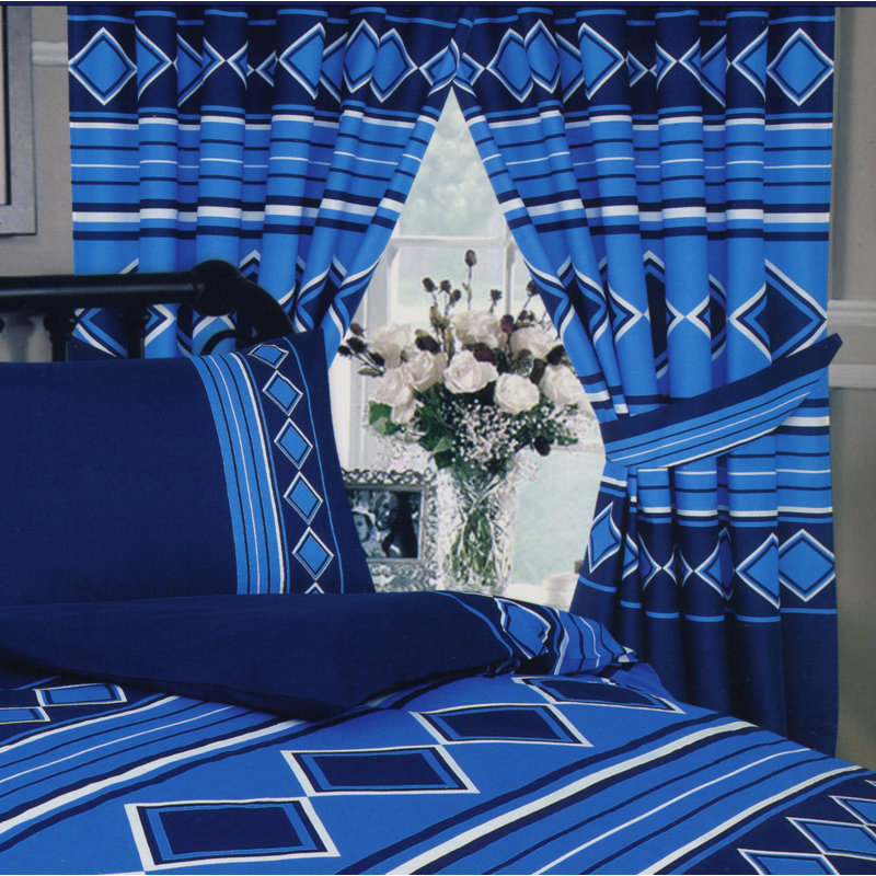MENONLY Rizzo Pencil Pleat Semi Sheer Curtains, Blue