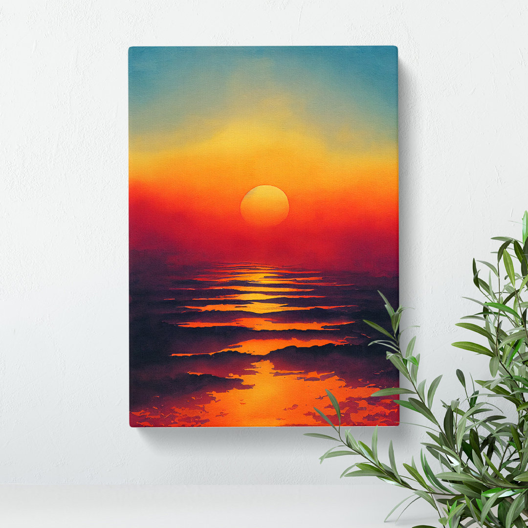 An Unreal Ocean Sunset - Wrapped Canvas