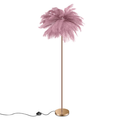 61'' LED Brass Feather Floor Lamp With Outlet