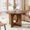Table de salle à manger ronde, table de cuisine de 47 pouces pour 4 à 6 personnes, table de salle à manger ronde avec base en bois, tables de cuisine en noyer pour salle à manger, cuisine, salon