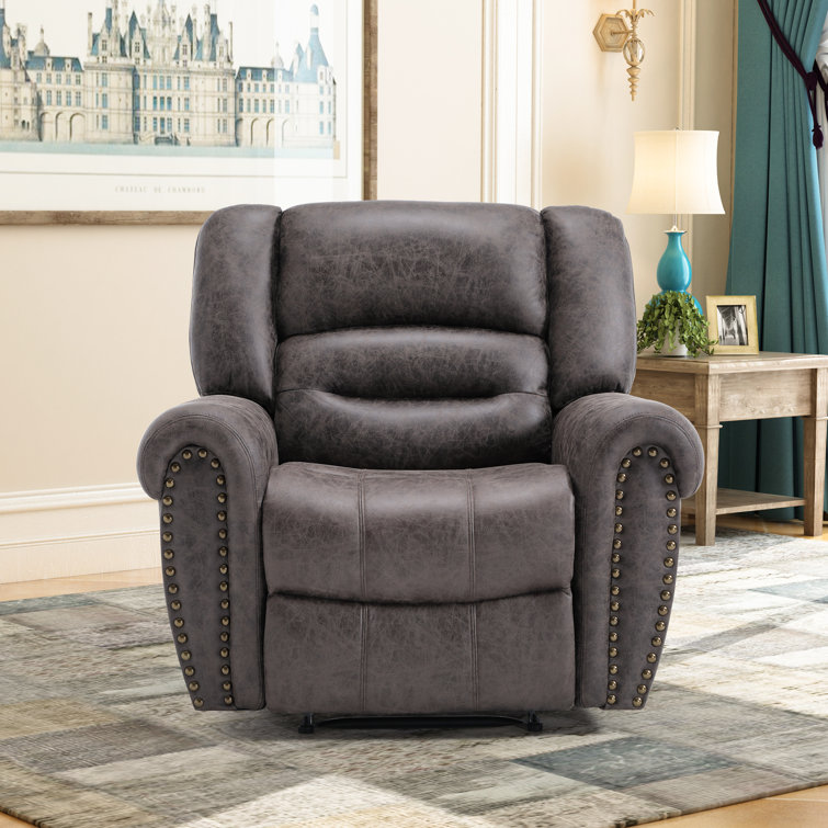 Intars 40.9" Wide Classic and Overstuffed Top Faux Leather Power Standard Recliner with USB Port