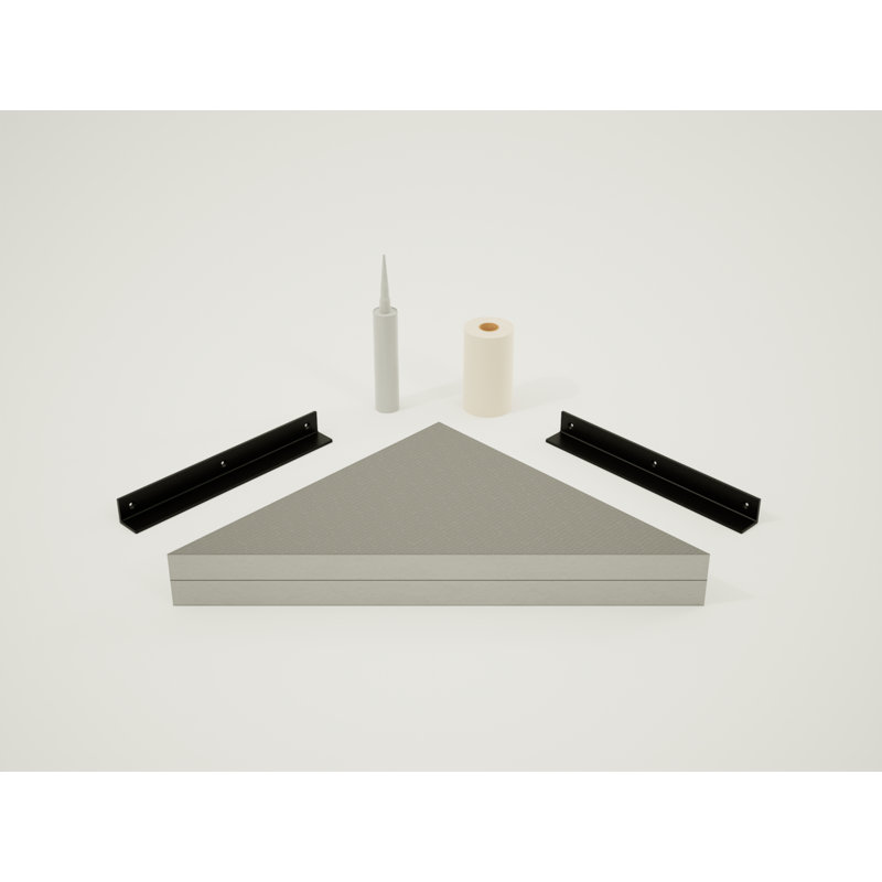 Floating Corner Shower Bench Kit with Dural Tilux Board® by Original Granite Bracket (24x24), 4" H x 18" W x 18" D
