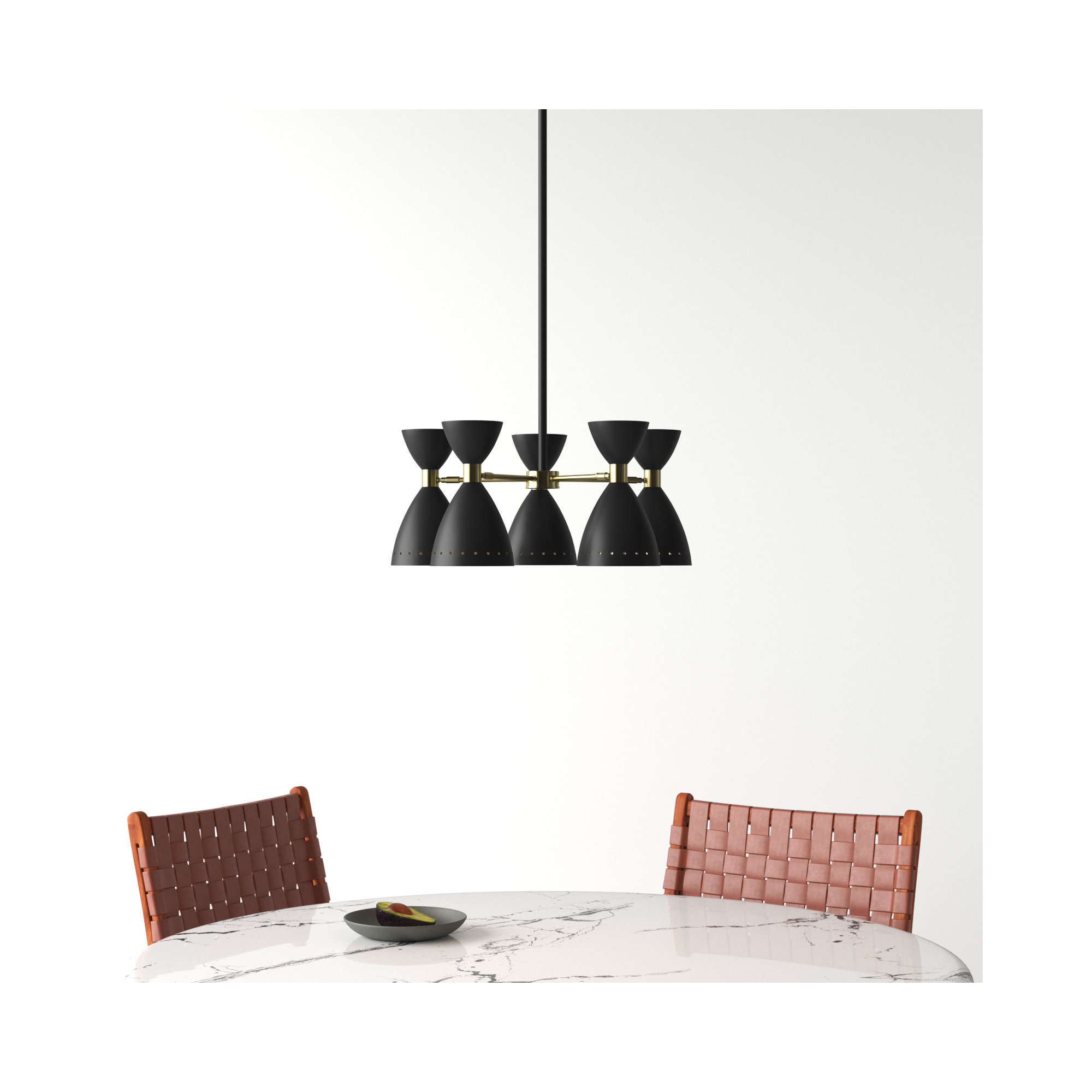 Bimini 5-Light Metal Geometric Shaded Chandelier, Black