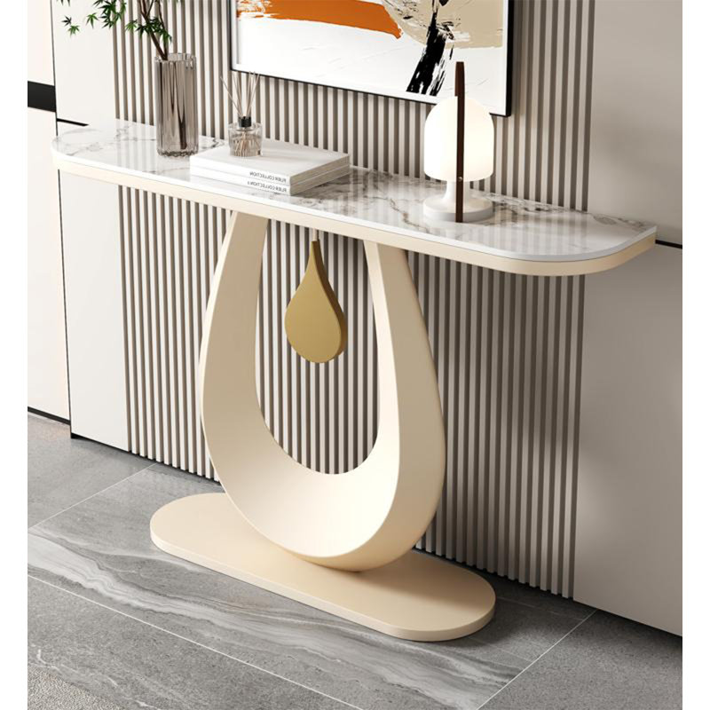 Table d'appoint contemporaine contemporaine style ovale, 31.5'' H x 47.24'' W x 11.81'' D, White