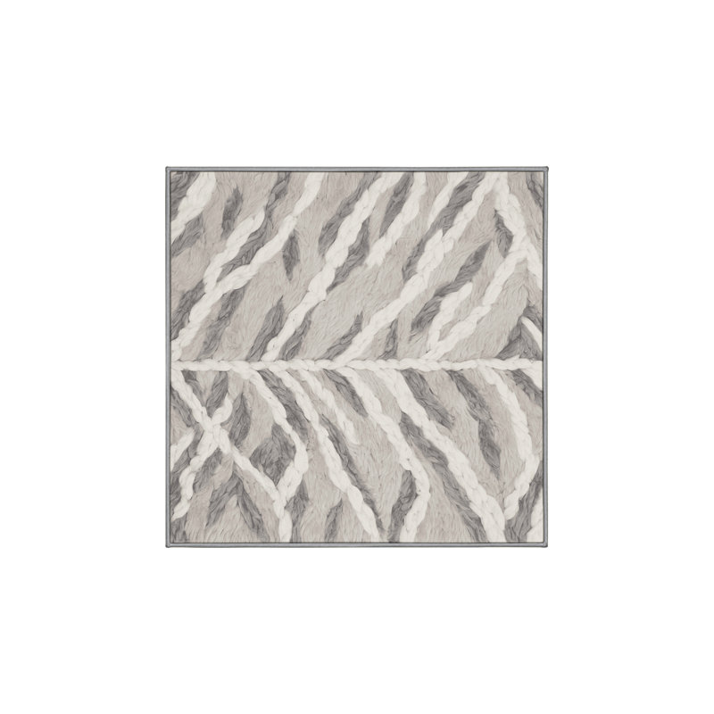 Machine Washable Gray Area Rug, Square 8'