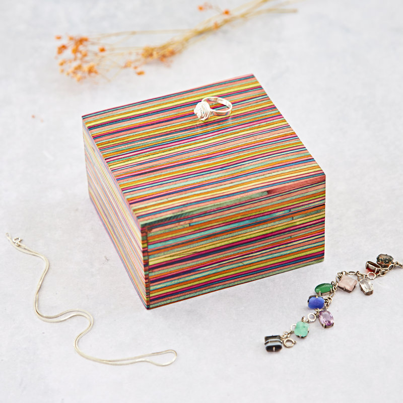 Large Multicoloured Papri Wood Trinket Box