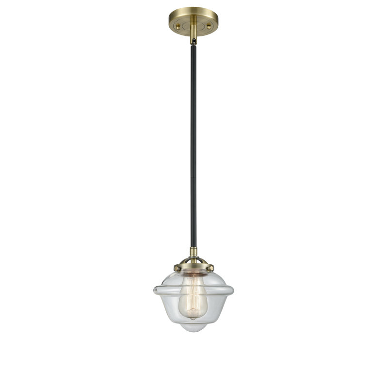 Luminaire suspendu simple à 1 lumière Baptiste, Laiton antique noir, Ampoule non incluse, Transparent