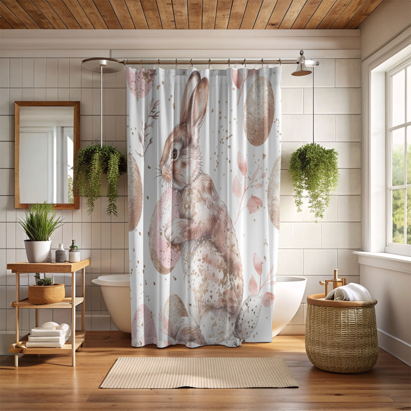 Style de Pâques - Rideau de douche haut de gamme 124, H 74 po x l 71 po