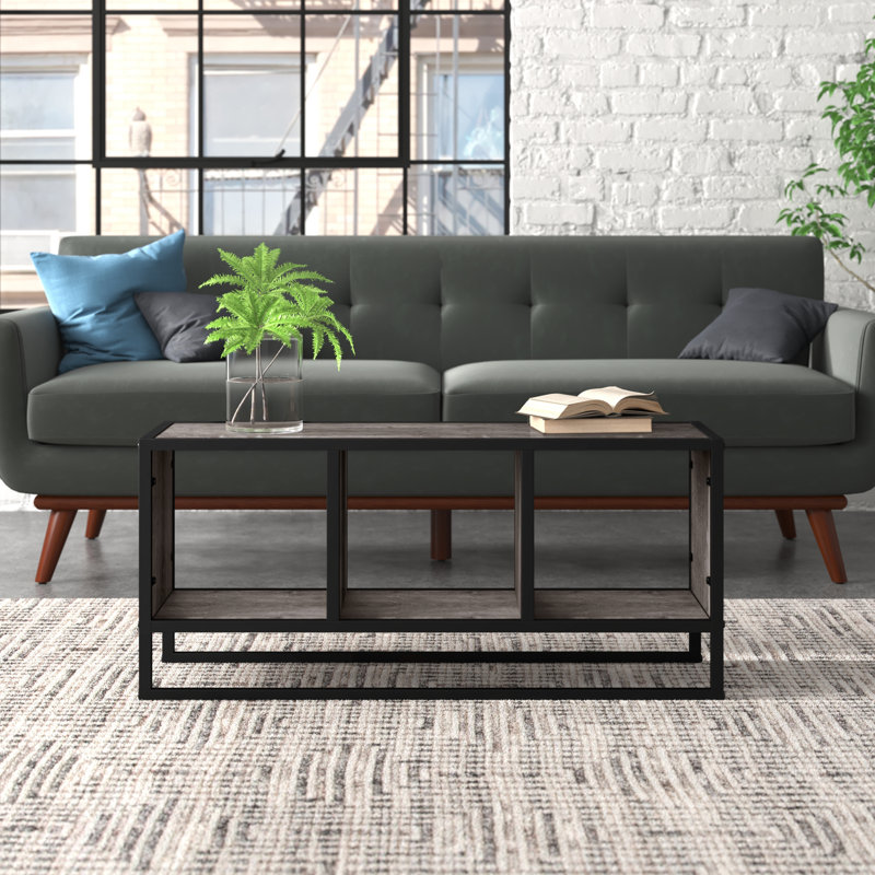 Coffee Table with Cubby, Gray/Brown, Black