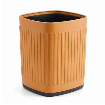 1.8 Gallon Waterproof Metal Trash Can for Bathroom, Kitchen & Office – Compact Decorative Waste Bin – Orange