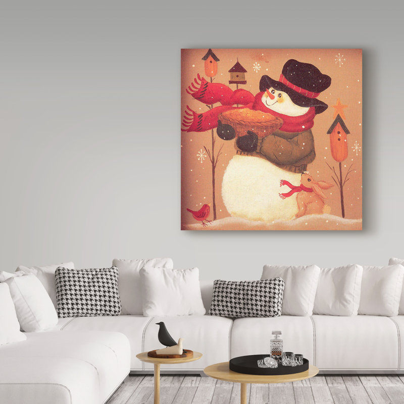 « bonhomme de neige », art sur toile, H 35 po x l 35 po x P 2 po