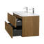Meuble-lavabo flottant 4 tiroirs Lucille l 60 po x P 21 po en noyer doré miel avec double lavabo et plateau blanc-119296977
