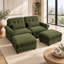 Canapé modulable 2 places en chenille Deerwood de 176 cm de large avec 2 poufs, coussins à volants et coussins lombaires-51657605