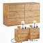 Ensemble de 3 meubles de chambre modernes en bois, comprenant une commode cannelée et des tables de chevet. Commode à 6 tiroirs de 122 cm et tables de chevet de 58 cm avec station de recharge.-308876961-308876966
