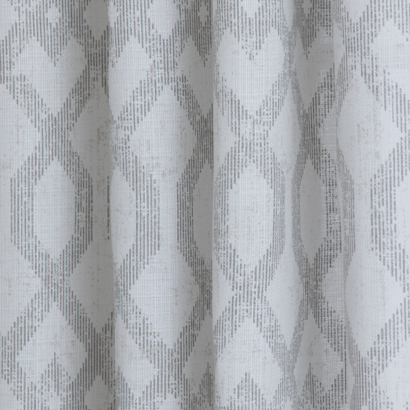 Aenneea Polyester / Linen Light-Filtering Geometric Print Curtain Panel with Grommet Top , 50" W x 63" L, Gray