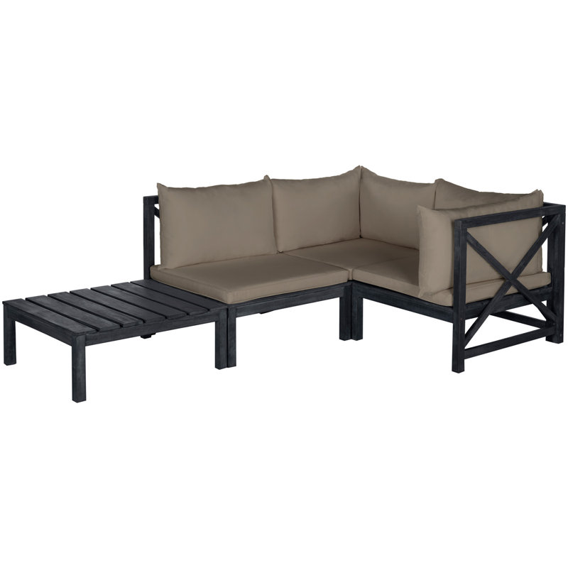 Ensemble de conversation modulaire avec coussins 4 pièces Wimmer, Taupe, Gris ardoise foncé