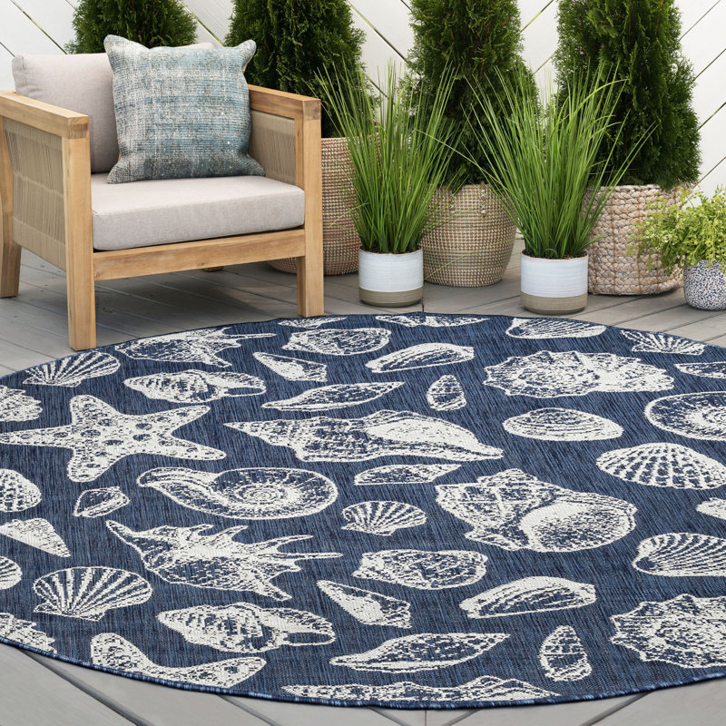 Seraphine Machine Woven Indoor and Outdoor Area Rug, Round 7'10"