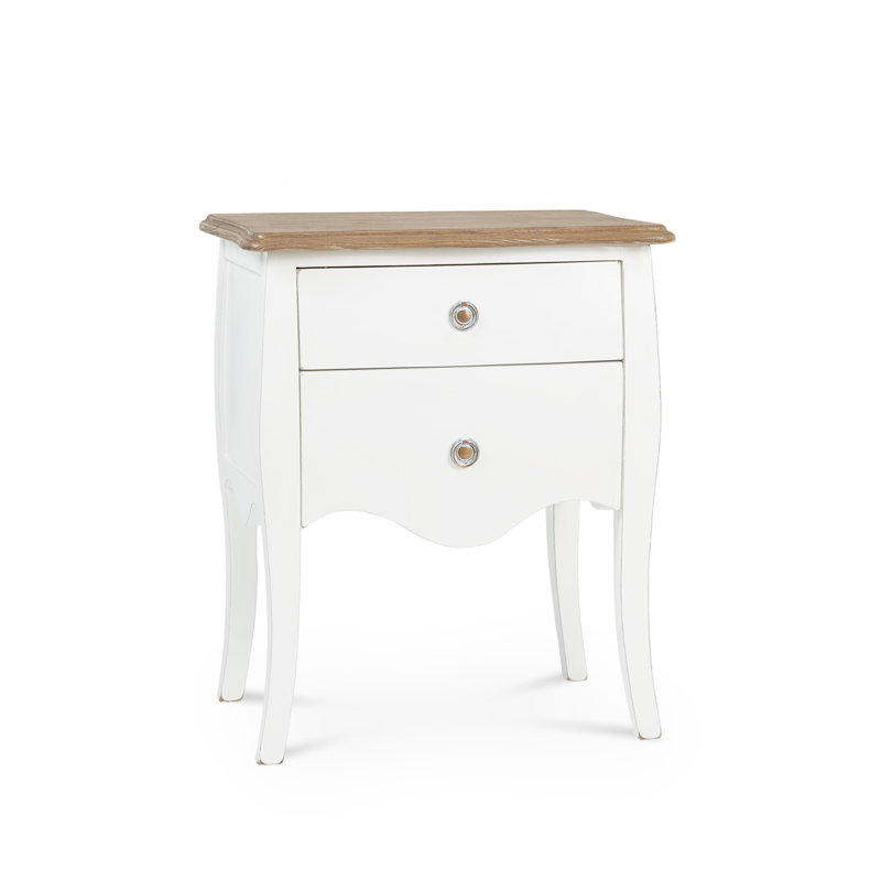 Jayce 36cm W Solid Wood Bedside Table, White/Brown