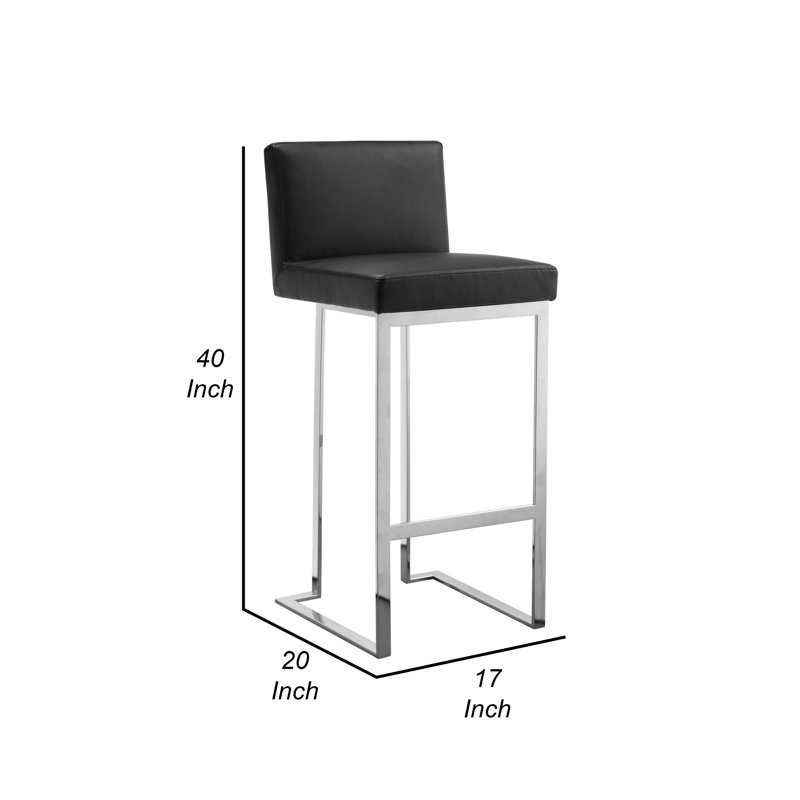 Tabouret de bar Pangea Home Dexter, Similicuir blanc, Similicuir noir, Tabouret de bar (siège d'une hauteur de 30 po)