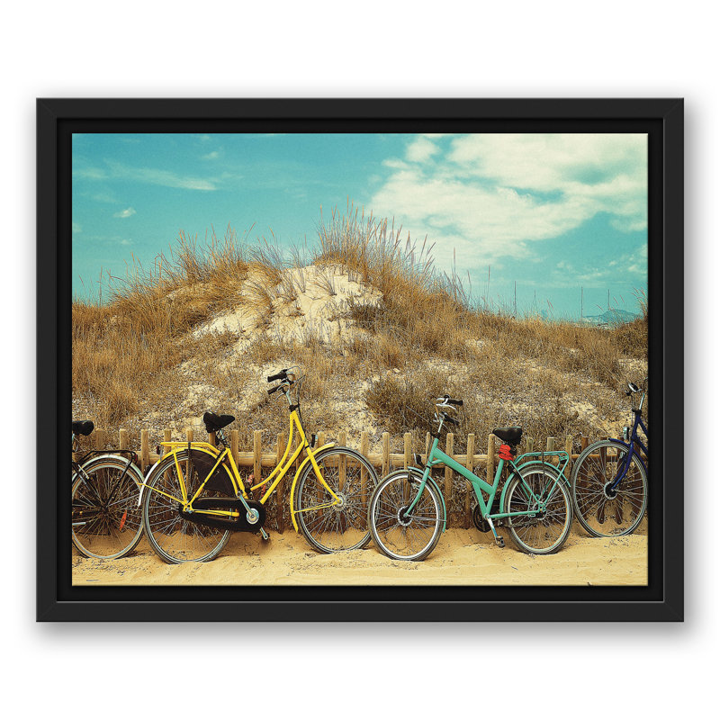 Beach Bikes sur toile, H 12,75 po x l 15,75 po x P 1,75 po, Cadre flottant noir