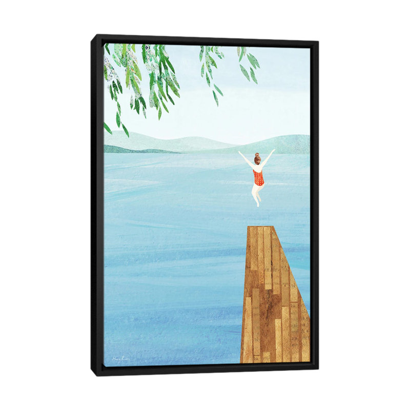 Wild Swim - Framed Wall Art Print, 48" H x 32" W, Framed Print without Mat, Black