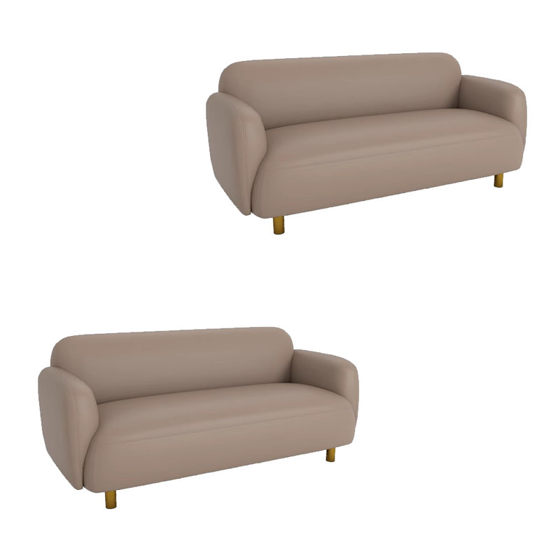 Banc rembourré en similicuir, Simili cuir brun clair