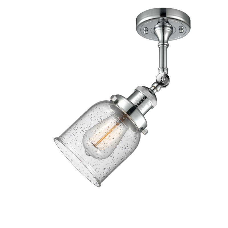 Applique murale 1 lumière 8 po Bell, Ampoule à DEL rétro de 6 watts, Grainé, Chrome poli