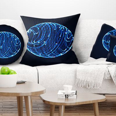 Blue Glowing Particles - coussin imprimé abstrait