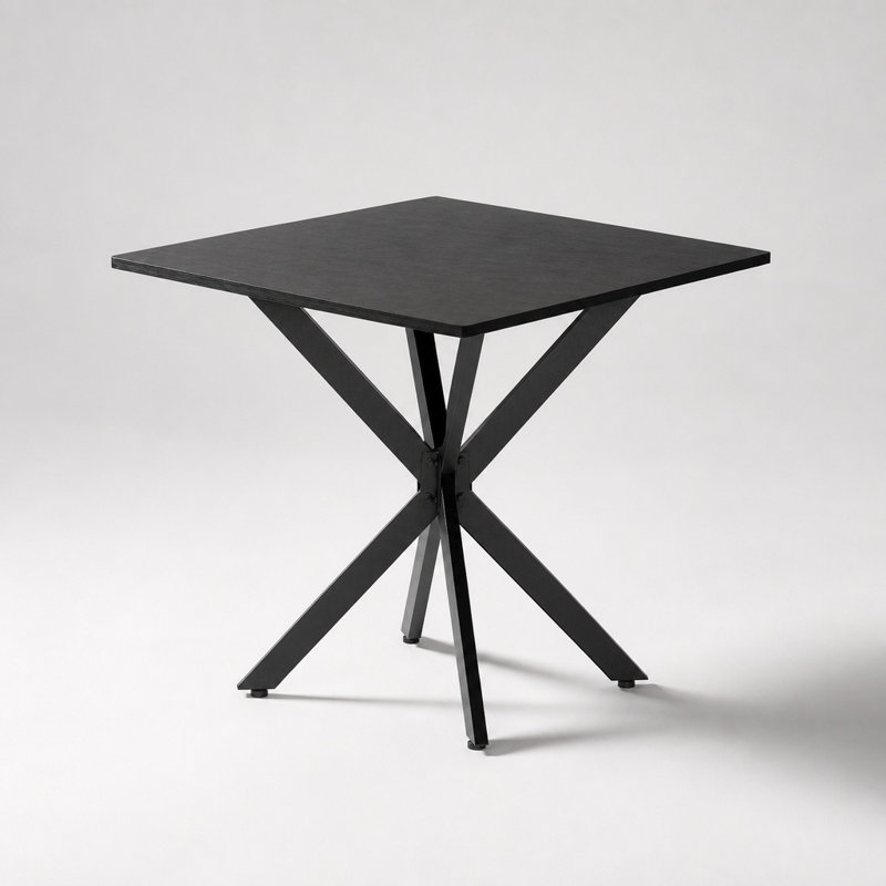 Rustic Square Side Table with Sturdy X-Frame Support and Scratch-Resistant Textured Tabletop, Industrial Accent End Table