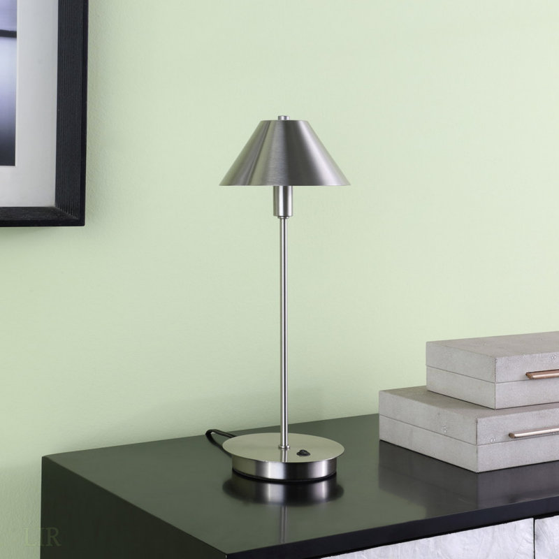 Lampe de table à DEL 17,5 po en nickel argenté G-9 17 po Ryder, Argent argent