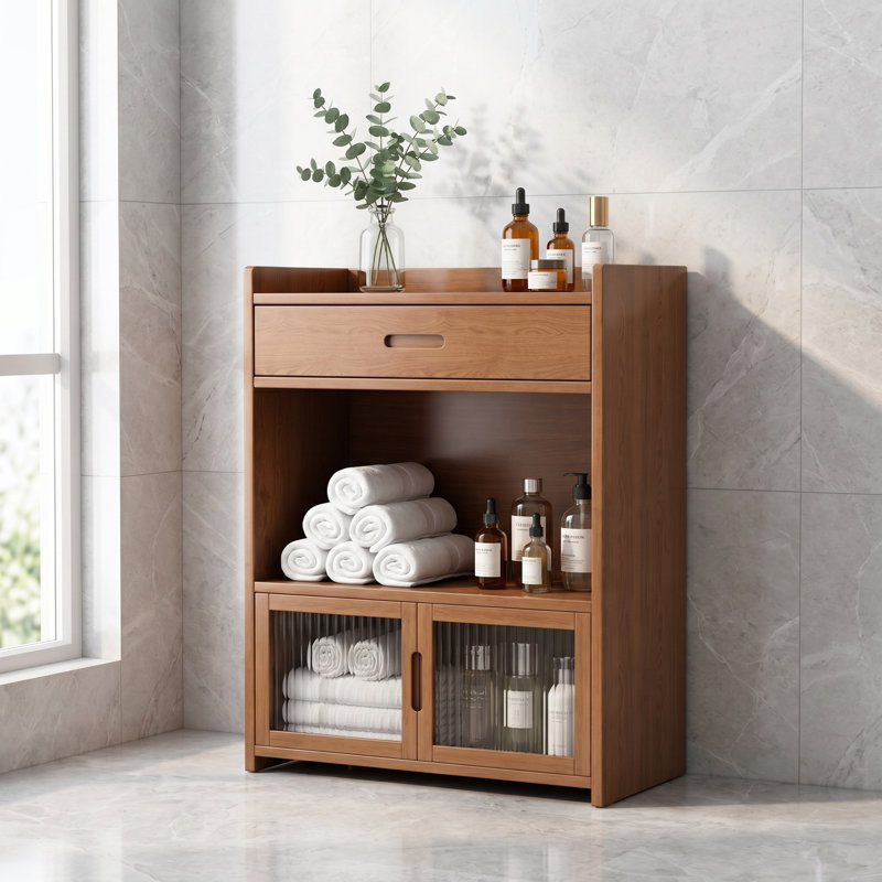 Rayonnage en bois massif résistant à la poussière, H 25,98 po x l 27,55 po x P 8,66 po