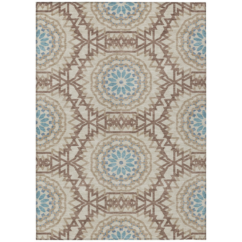 Kawon Geometric Indoor / Outdoor Rug, Rectangle 3' x 5'