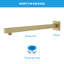 Bras de douche mural 16 po avec bras d'extension de douche en acier inoxydable-93594027