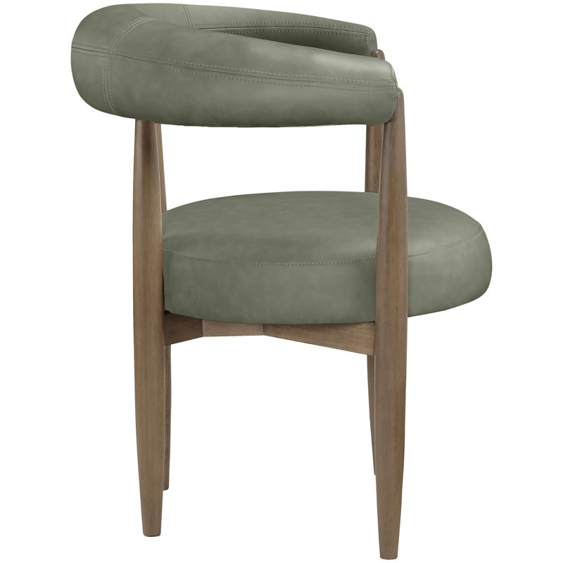 Chaise rembourrée en cuir Sable, Cuir végétalien vert, Brun