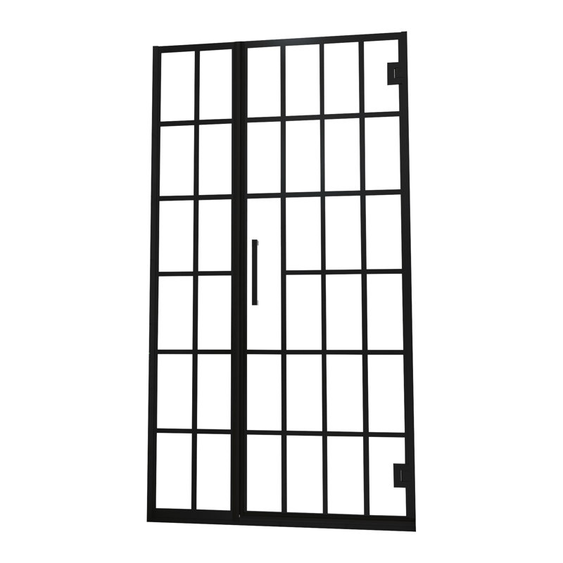 Porte de douche en verre à motif 40 po x 72 po noir mat avec pivot et design pour salle de bain l 40 po x H 72 po, raffinée