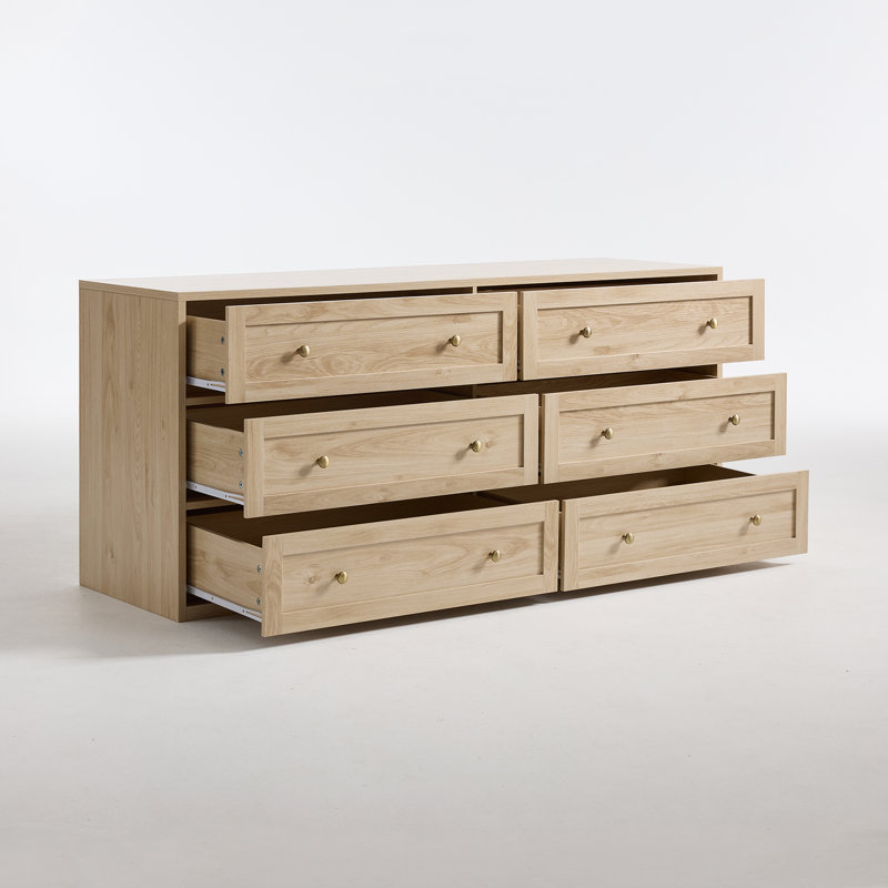Commode à 6 tiroirs l 60 po Rosalia, Chêne clair