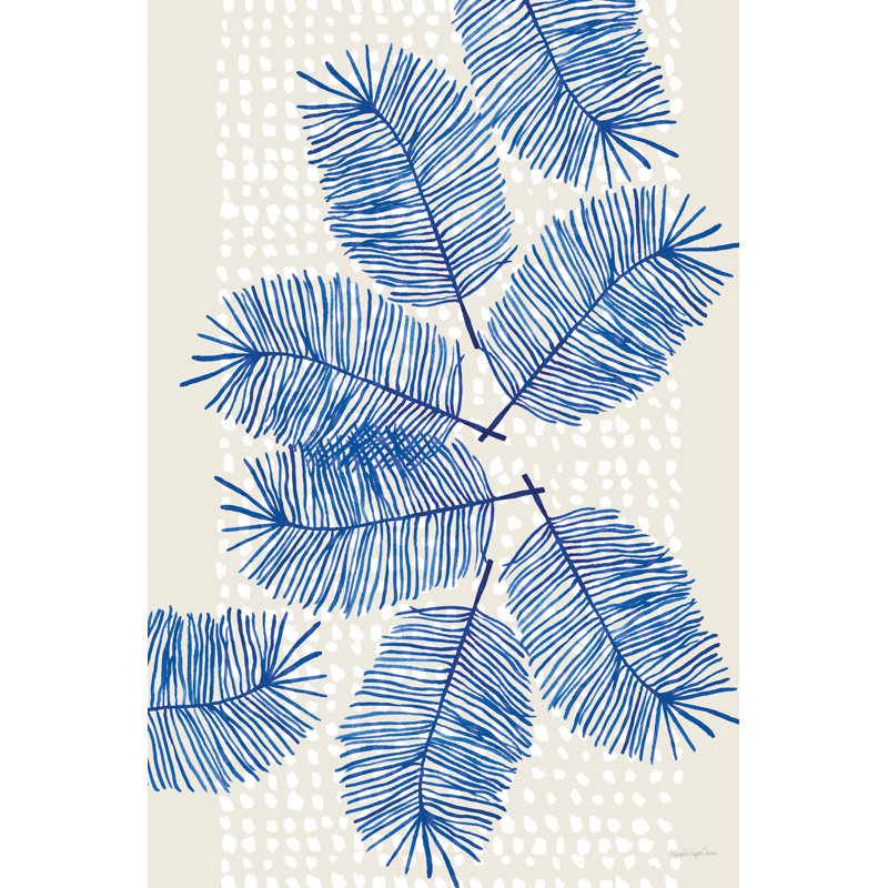 «Modern Leaves I» par Mercedes Lopez Charro - Peinture, Non, H 18 po x l 12 po, Imprimé à cadre doré