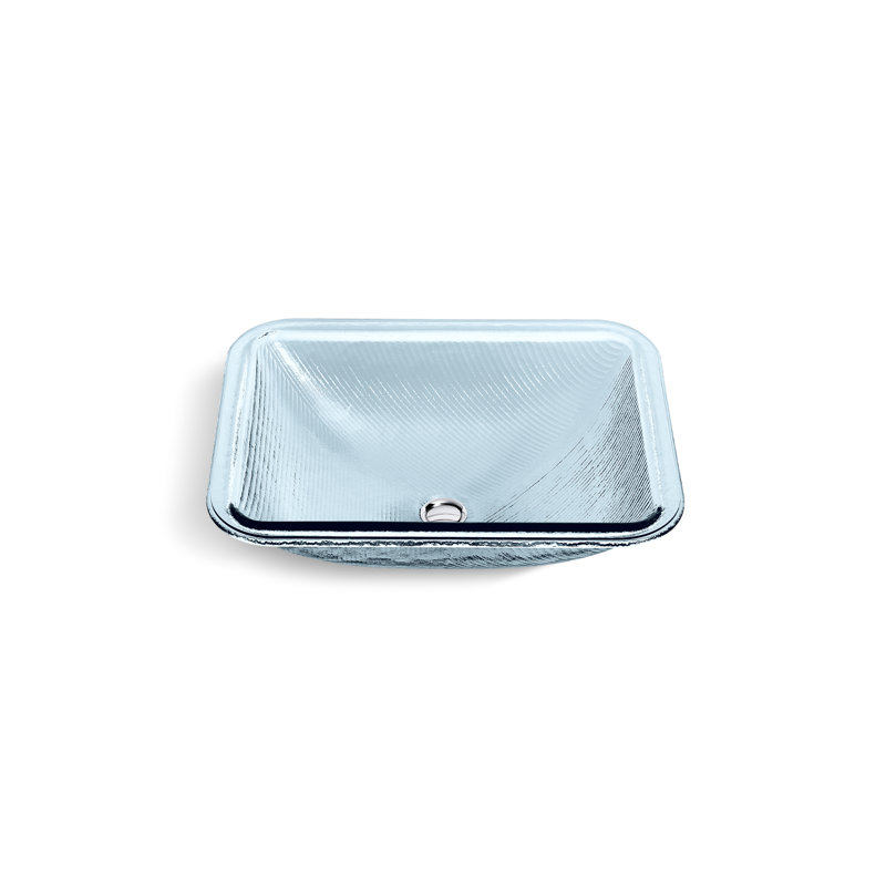 Lavabo de salle de bain encastré en verre Yepsen, Bleu clair
