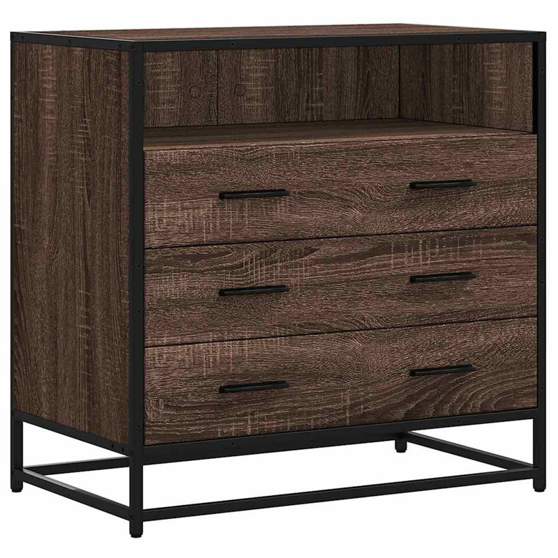 Stanely Metal Rectangle Accent Chest, Brown Oak