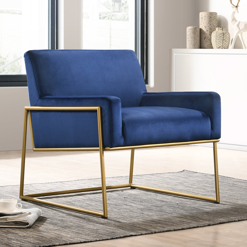 Fauteuil en polyester de 29,5 po Milano, Velours bleu