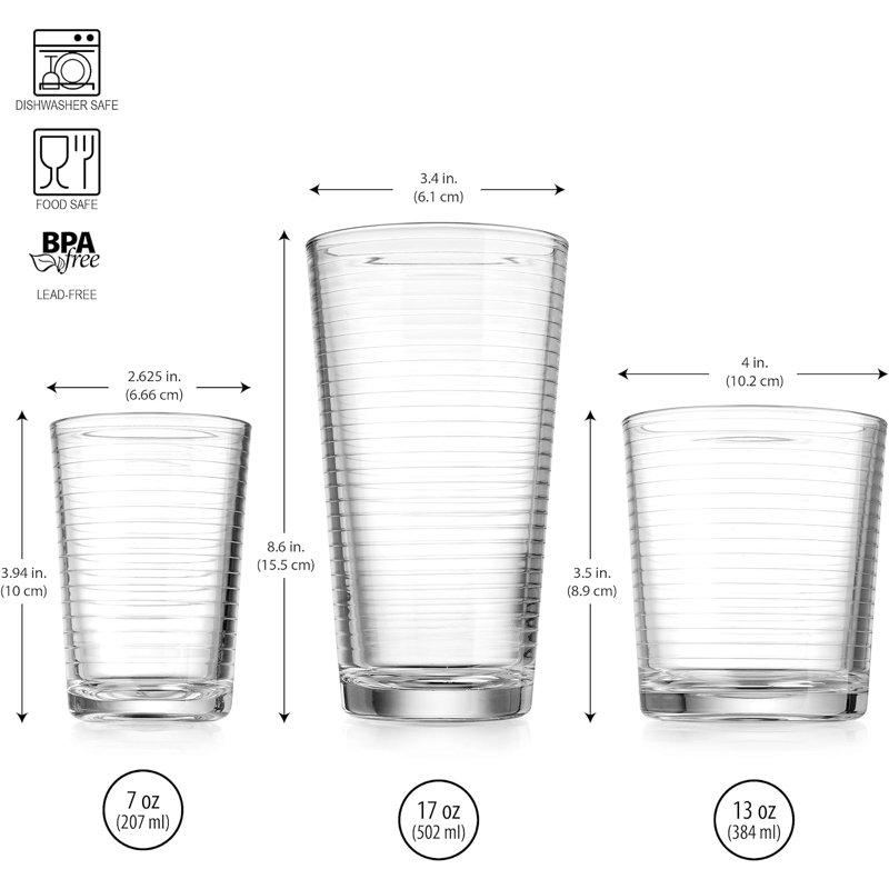 Ensemble de verres 16 pièces Lena
