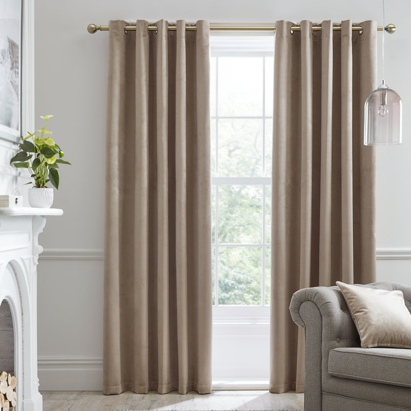 Montrose Eyelet Blackout Curtains, Linen, Width 229 x Drop 183 cm
