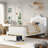 Largent Leather Upholstered Storage Bed with LED Lights and Crown Headboard, Kids Beds-8769285-8769281