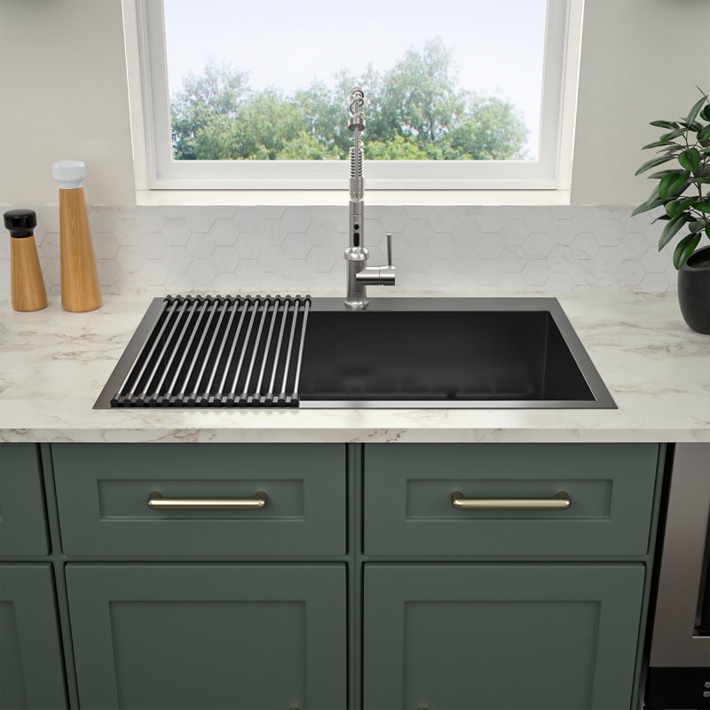 30'' L Single Bowl Stainless Steel Kitchen Sink, 16-Gauge