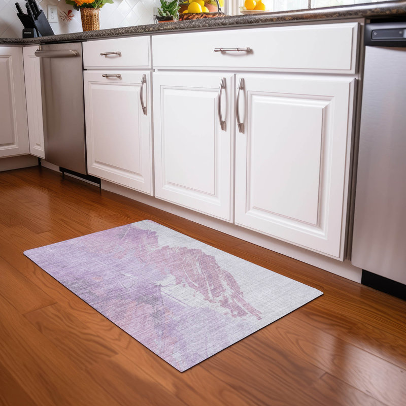 Tapis lavande lavable à la machine intérieur / extérieur Xhevrie, Rectangle 1 pi 8 po x 2 pi 6 po