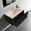 Meuble-lavabo suspendu de 91 cm (36 po) - Chêne noir brossé à rayures, lavabo en céramique blanche, design moderne et ingénieux préassemblé.