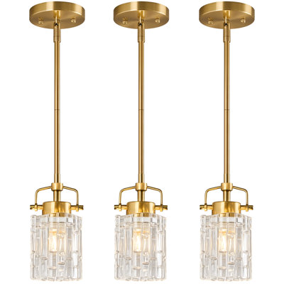 Modern Pendant Light Metal Suspension Pole Pendant Light Glass Pendant Lights for Bathroom Farmhouse Kitchen Island
